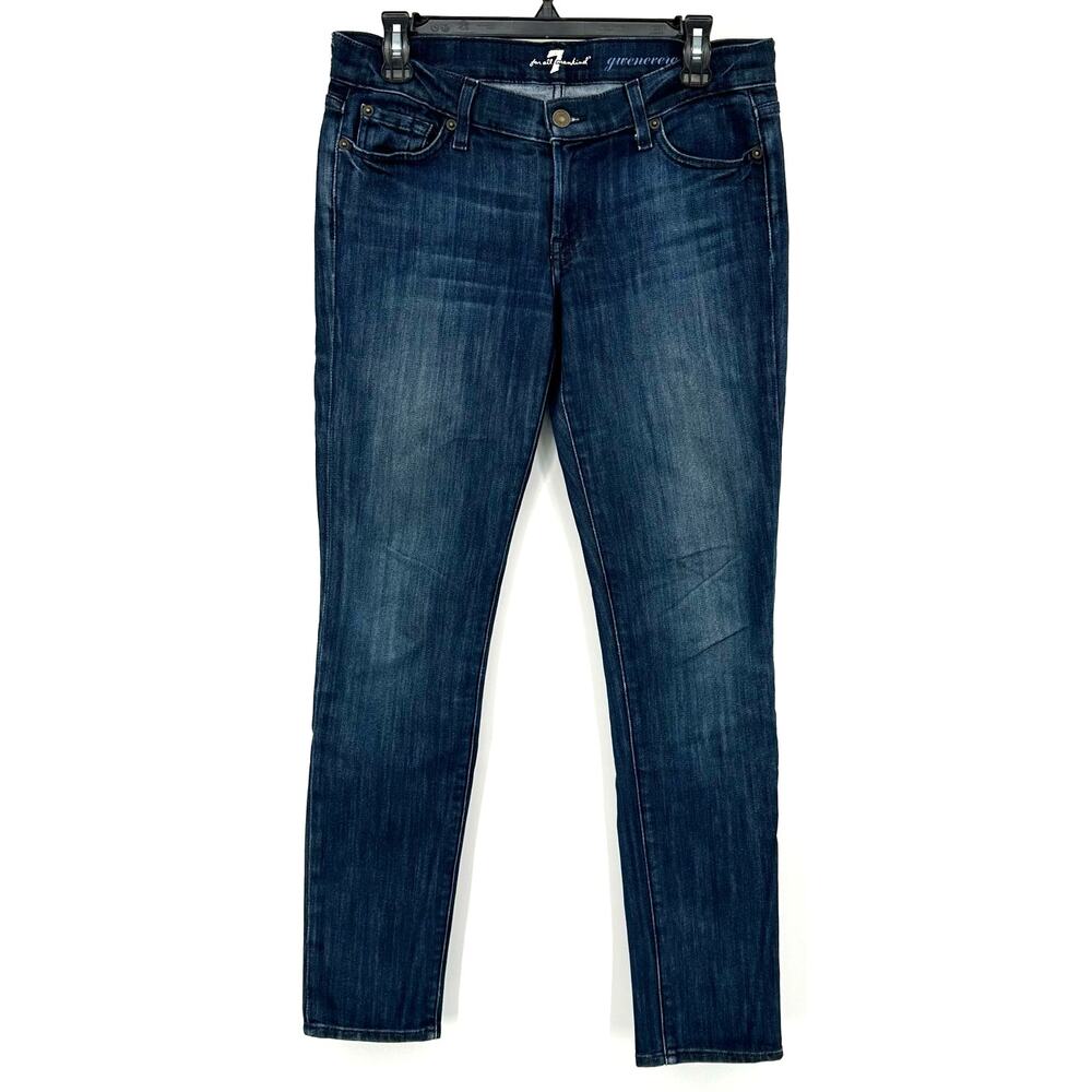 7 For All Mankind Size 29 Gwenevere Blue Denim Pants Jeans Skinny Leg Darker